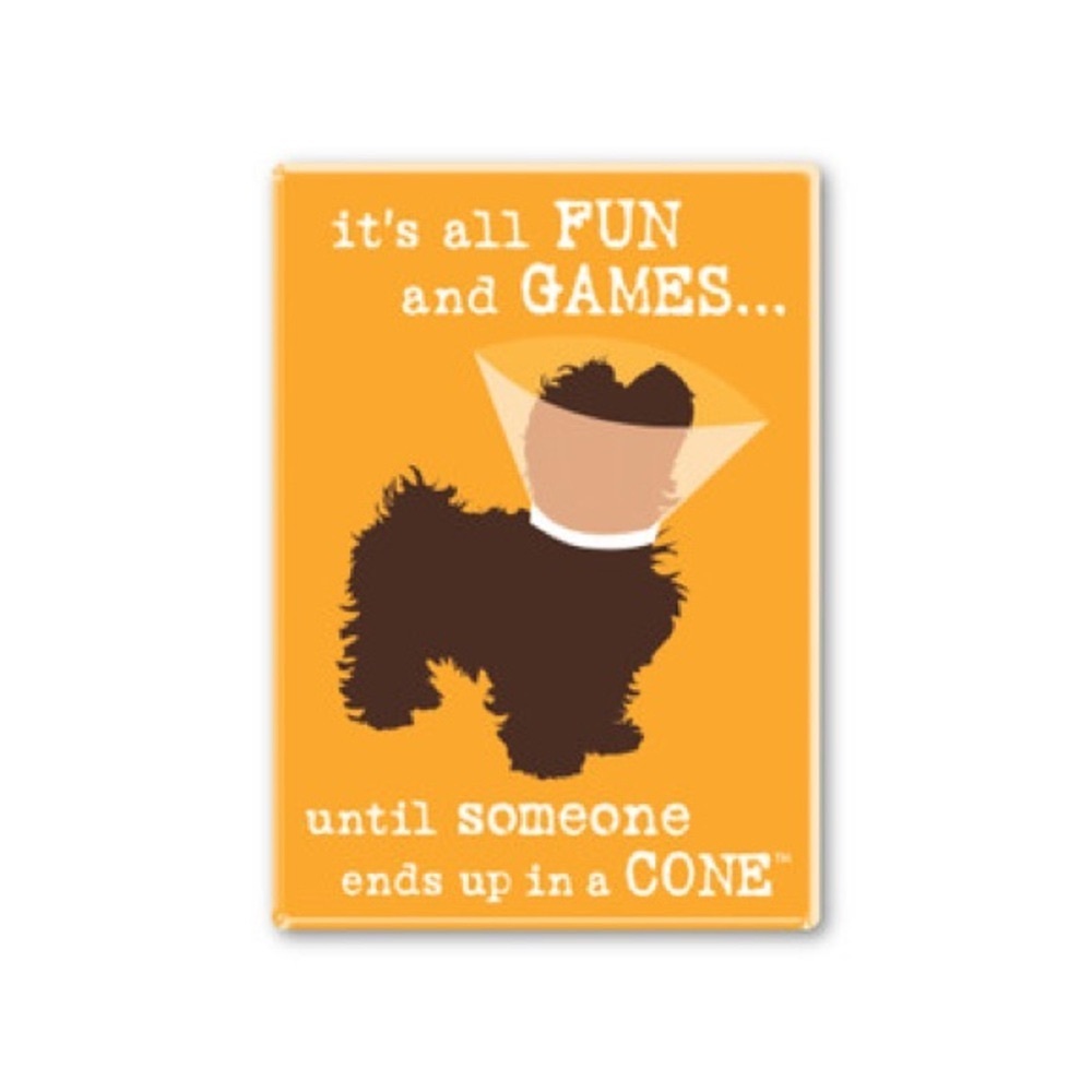 DOG is GOOD Orange Fun and Games Dog Cone Collar Rectangular Refrigerator Magnet